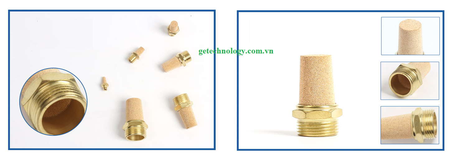 Giảm âm, giảm thanh khí nén bằng đồng BSL01,BSL02, BSL03, BSL04, BSLM5, BSL05, BSL06 1 inch