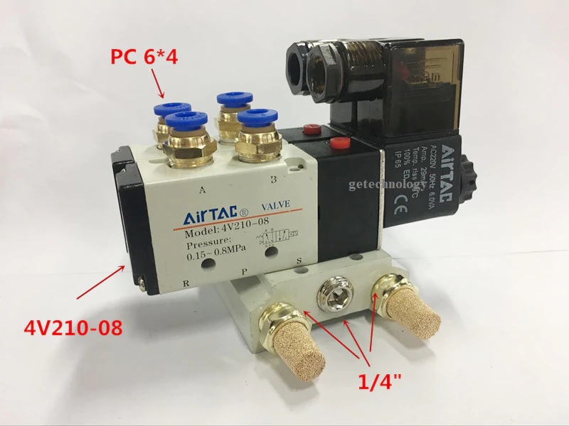 van khí nén ren 1/4 Airtac, van điều khiển xi lanh khí nén, van điện từ công nghiệp, van điện từ Airtac chính hãng, Airtac solenoid valve 4V210-08, van khí nén giá rẻ, van điện từ dùng cho máy ép