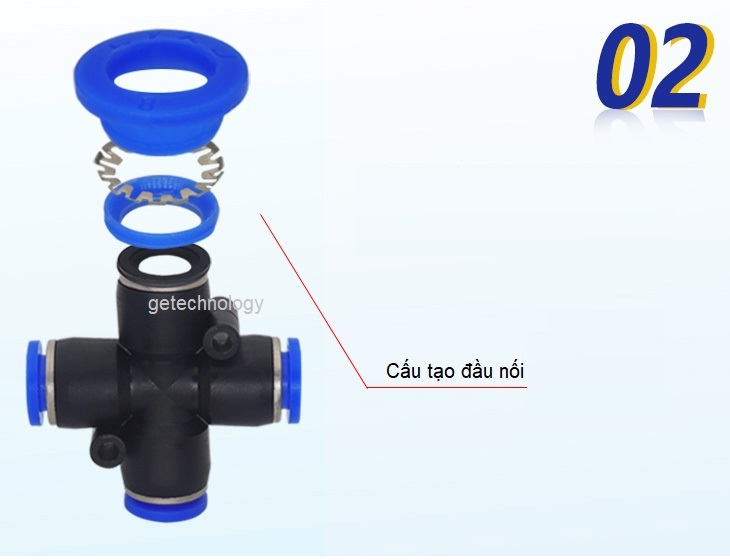 Đầu nối khí nén T4, đầu nối ngã 4 PZA4-4 PZA6-6 PZA8-8 PZA10-10 PZA12-12