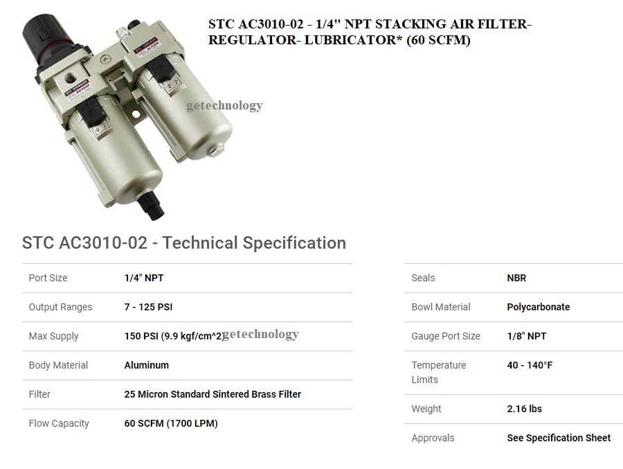 BỘ LỌC KHÍ AC2010-01 AC2010-02 AC3010-02 AC3010-03 AC4010-03 AC4010-04