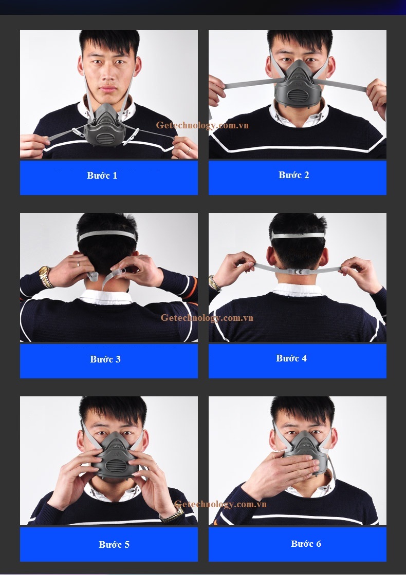 Cách đeo mặt nạ phòng độc 3M 3200 sử dụng tấm lọc bụi 3M 3701