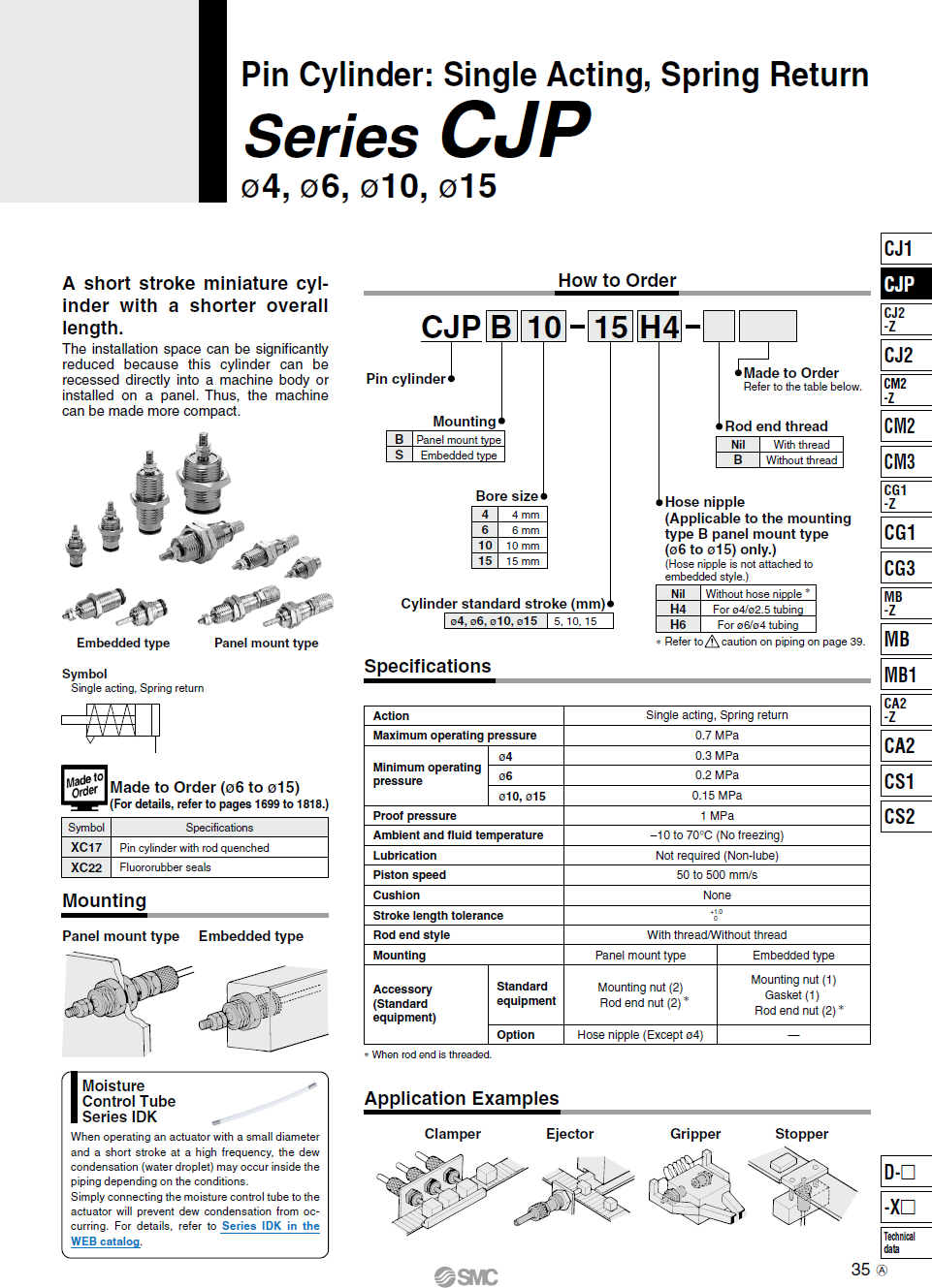 Xy lanh khí SMC CJPB10-10H4, Xy lanh SMC CJPB10-10H4