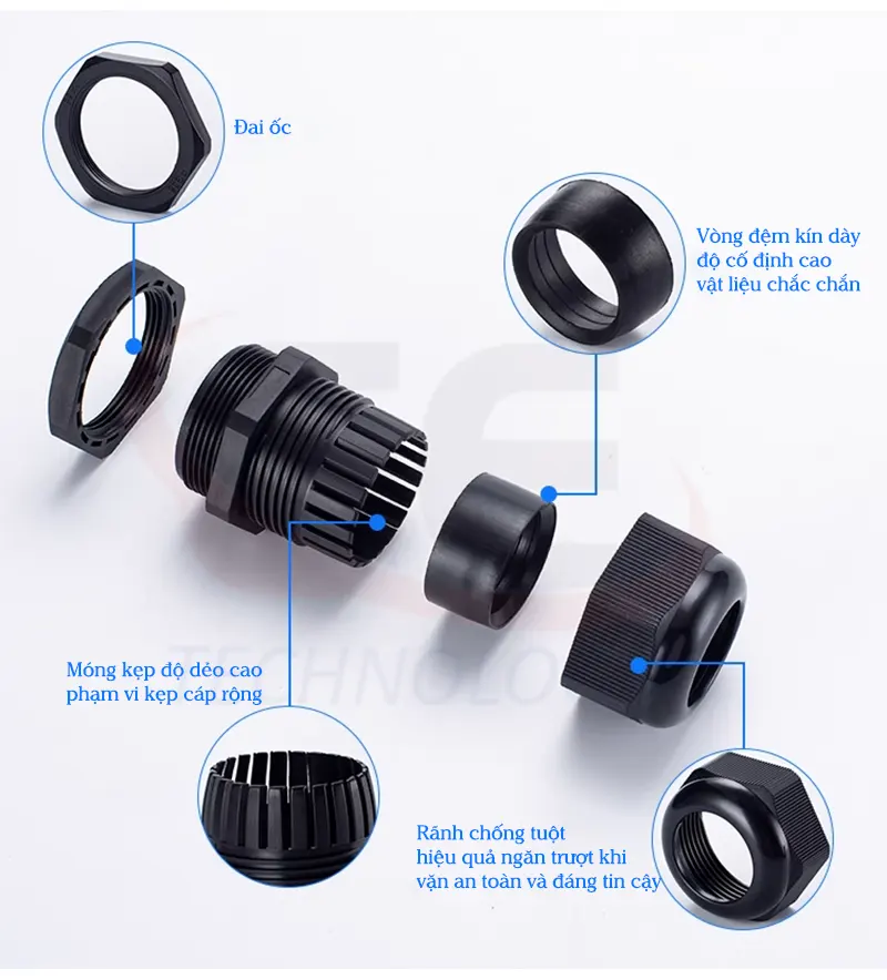 siết cáp PG63, cút siết dây điện, đầu bịt dây điện PG