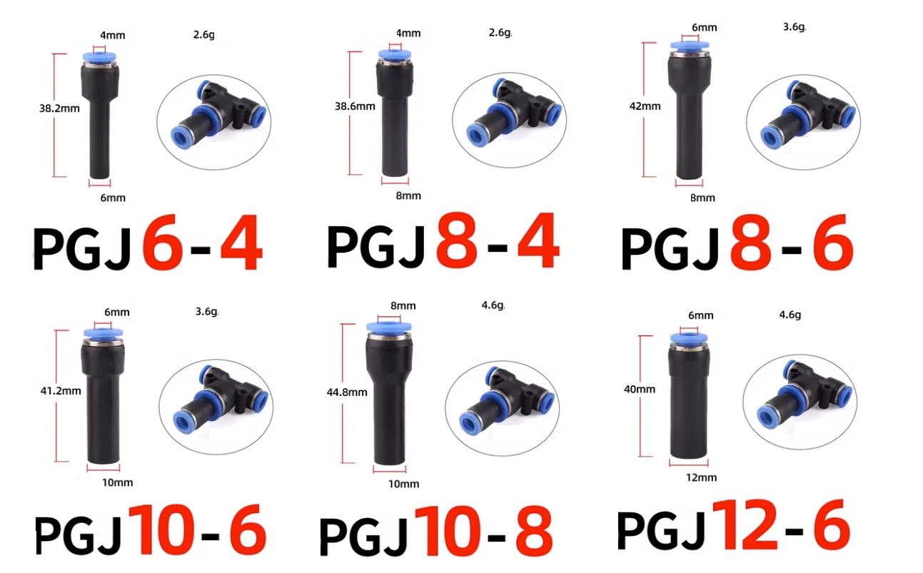 Đầu nối nhanh PGJ,đầu nối khí PGJ đầu nối hơi PGJ đầu nối PGJ06-04, PGJ08-04, PGJ08-06, PGJ10-08, PGJ12-10, PGJ12-08, PGJ12-06, PGJ10-06