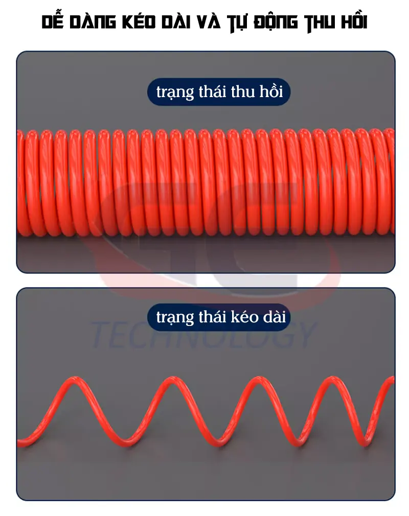 ống khí nén dẻo, dây xoắn khí nén màu xanh, dây khí PU chịu áp lực, ống khí PU cao cấp