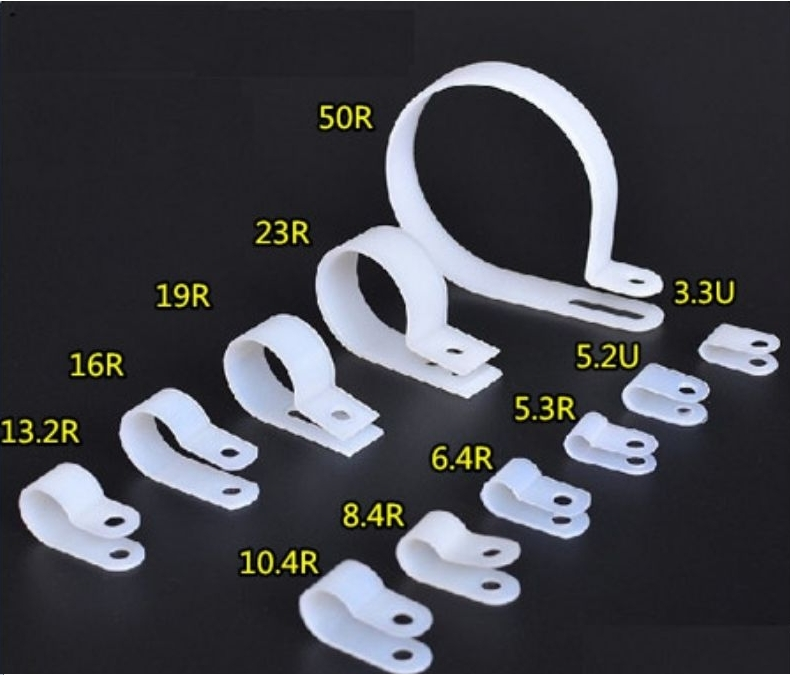 Nẹp Nhựa,Kẹp Nhựa Dây Điện Chữ R, Kẹp Cố Định Dây Cáp Hình Chữ R / U Bằng Nhựa Tiện Dụng, kẹp dây cáp hình chữ R