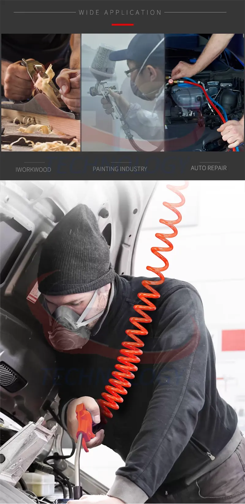 ống xoắn khí nén giá rẻ, ống khí PU công nghiệp, dây dẫn hơi PU