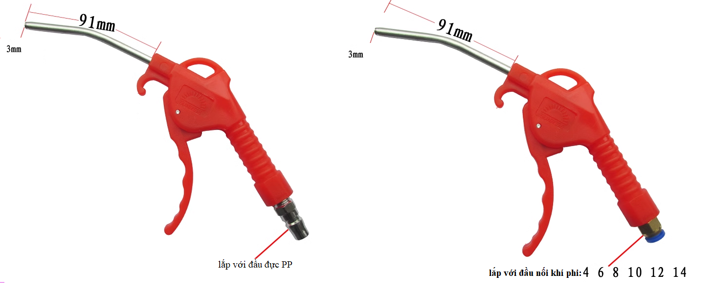 Súng xịt khí nén dòng AR-10, AR-12 làm sạch máy thổi luồng khí phun bằng nhựa súng AR-10, AR-12