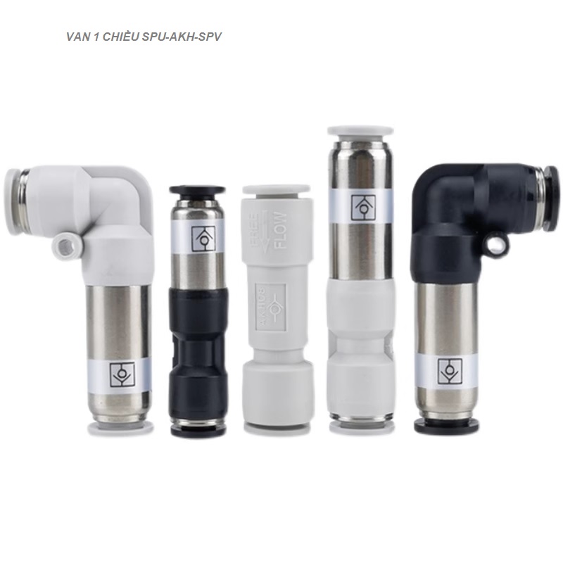 Đầu nối khí một chiều AKH, SPV, SPU, Van một chiều AKH04/06/08/10/12, van một chiều góc vuông SPV04/06/08/10/12, van một chiều thẳng SPU04/06/08/10/12