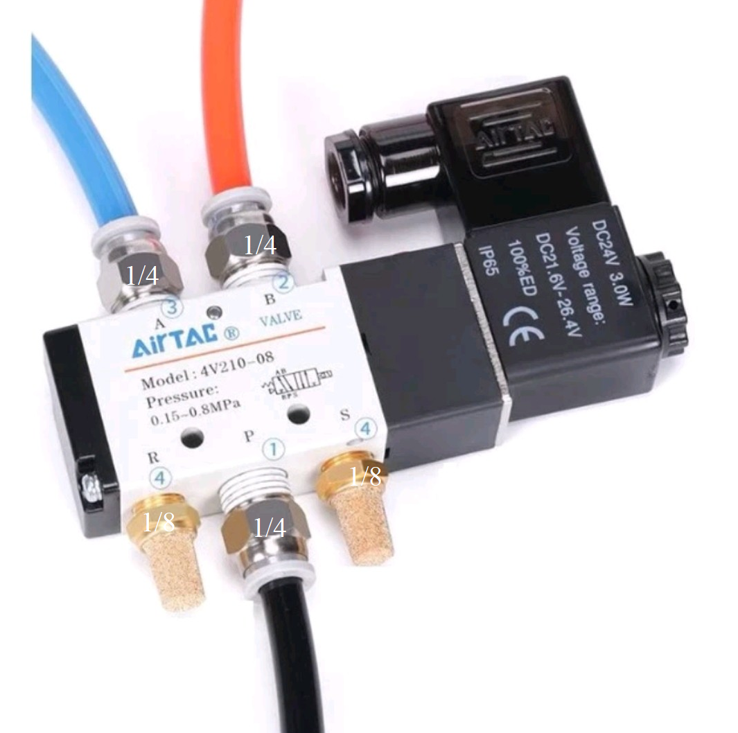 van điều khiển khí nén 5/2, solenoid valve AC220V Airtac, van điện từ cho robot công nghiệp