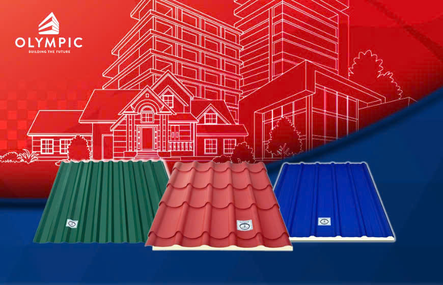 Tôn Olympic đa dạng về kiểu dáng và màu sắc đáp ứng mọi nhu cầu thẩm mỹ và kỹ thuật cho từng loại công trình từ nhà ở dân dụng đến tòa nhà cao tầng