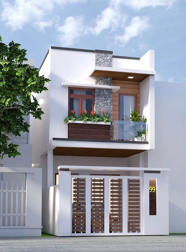Nhà ống hai tầng mang phong cách hiện đại
