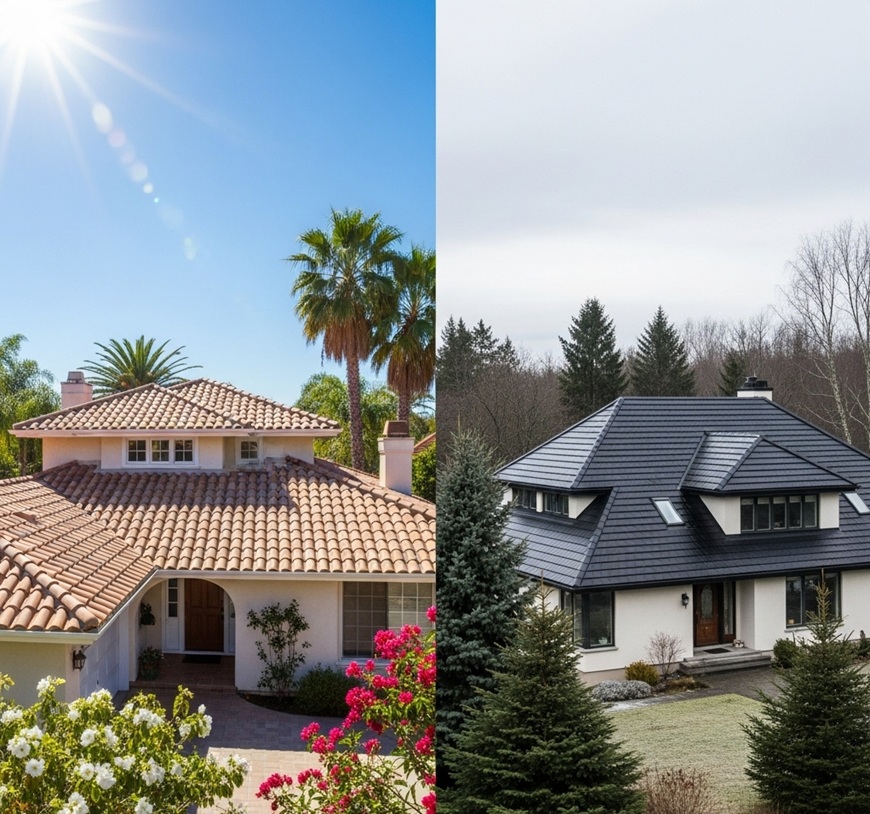 Khi chọn màu mái cũng như chọn loại mái tôn, có thể để ý đến điều kiện khí hậu khu vực nơi bạn đang sinh sống để chọn màu sắc hài hòa và tăng công năng