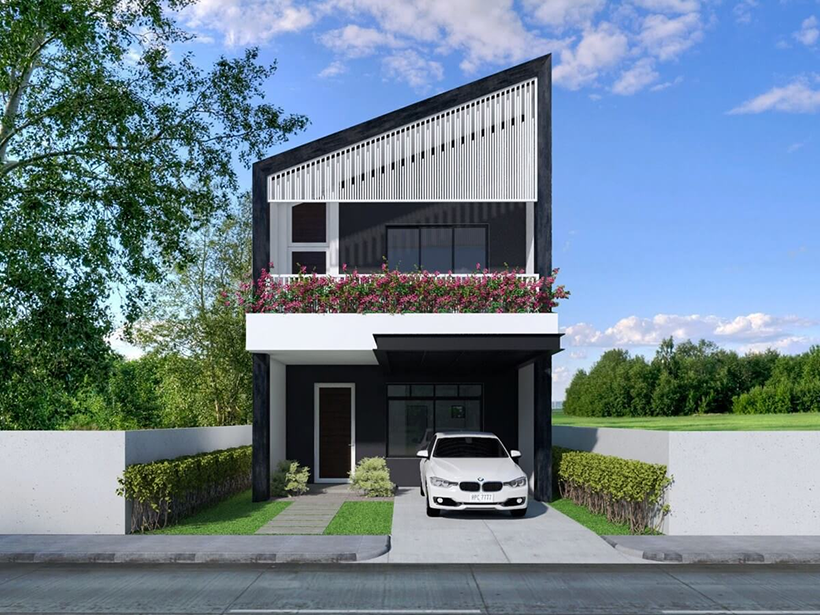 Mẫu nhà hai tầng mái chéo