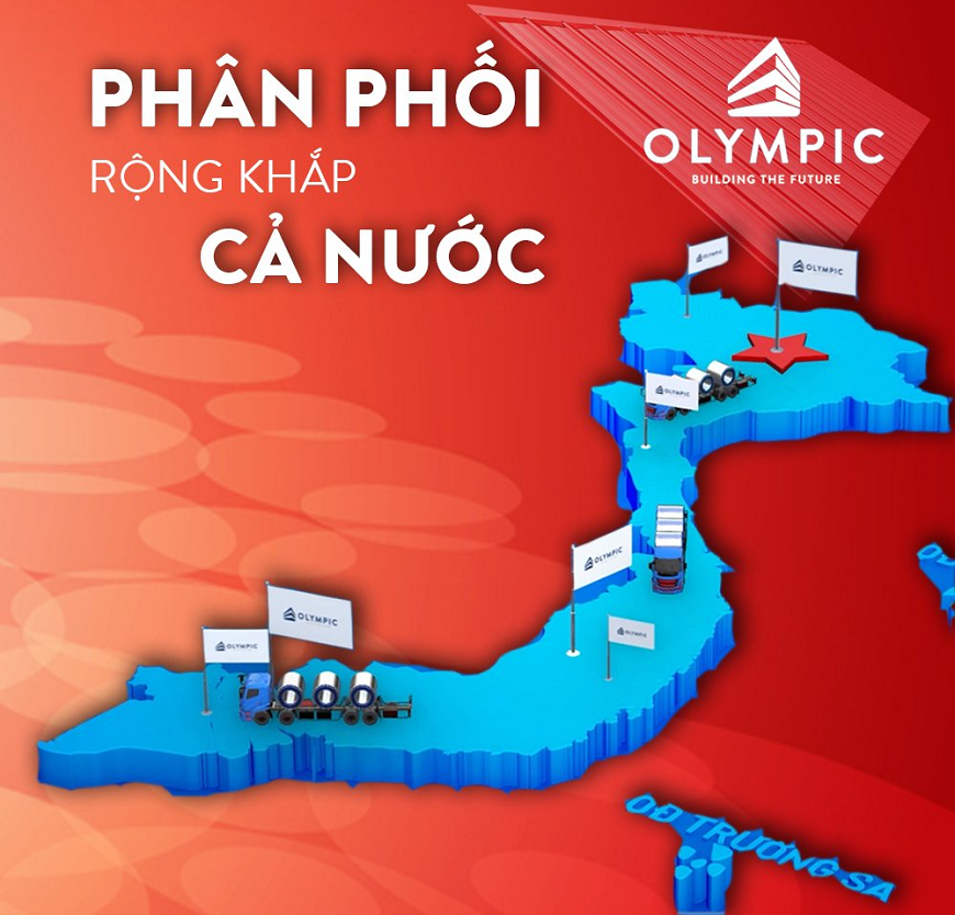Tấm lợp Olympic sở hữu mạng lưới phân phối trải dài từ Bắc vào Nam