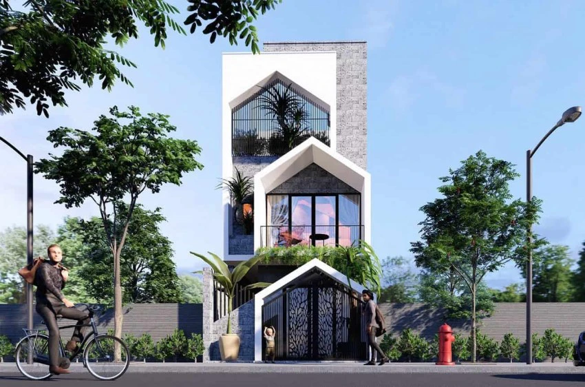 Nhà ống 3 tầng với thiết kế hình chóp độc đáo