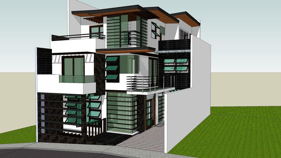 Nhà ống 3 tầng thiết kế xếp lớp với sân nhỏ