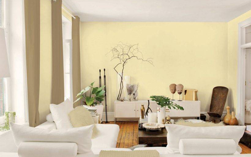 Nhà sơn màu vàng nhạt mang phong cách nhẹ nhàng