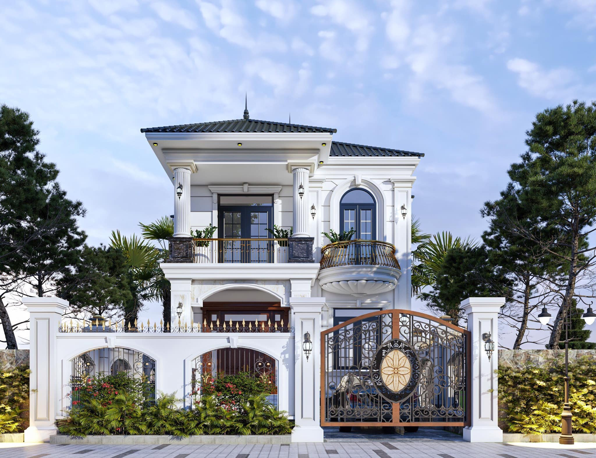 Công trình sử dụng tôn màu ghi xám đẹp tựa một bức tranh đầy bí ẩn, lôi cuốn