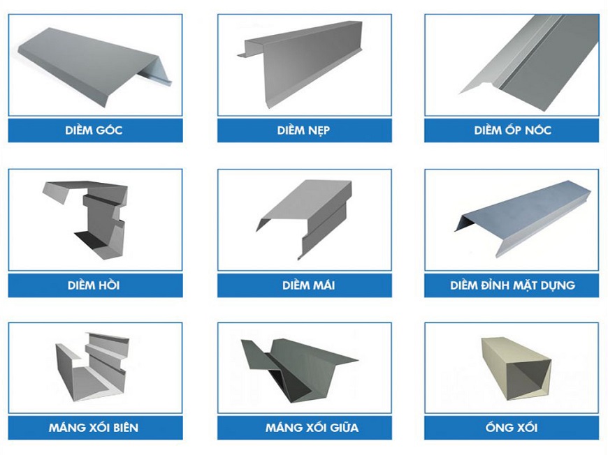Một số loại diềm mái tôn phổ biến