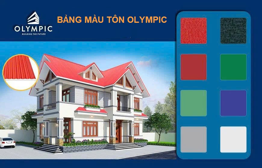 Bảng mẫu mã và màu sắc đa dạng của tôn Olympic giúp tăng thêm sự lựa chọn cho gia chủ