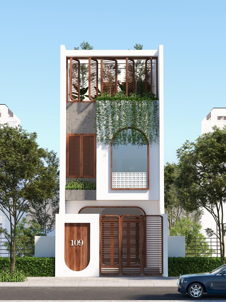 Vườn dây leo tạo điểm nhấn cho tổng thể ngoại thất của ngôi nhà