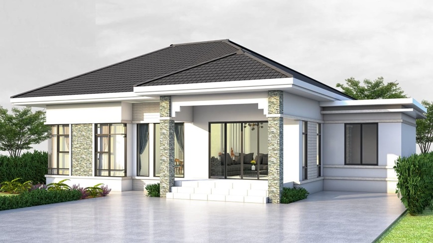 Mẫu nhà cấp 4 sử dụng tôn giả ngói theo phong cách đơn giản