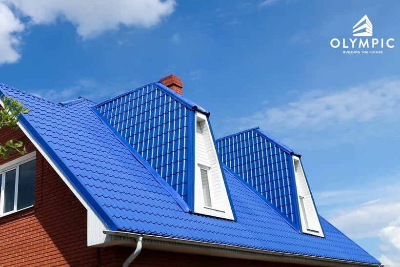 Mái nhà biệt thự lợp tôn sóng ngói cách nhiệt Olympic kim cương