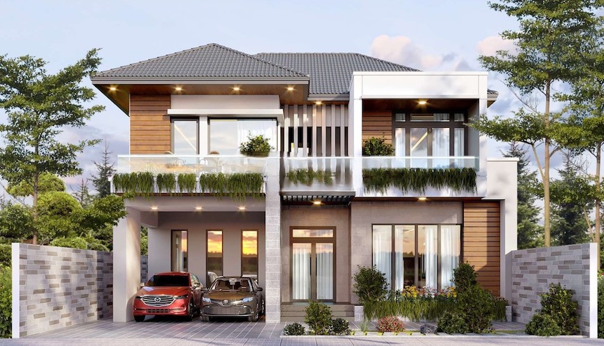 Thiết kế biệt thự mái Nhật ưu tiên không gian mở, gần gũi với thiên nhiên