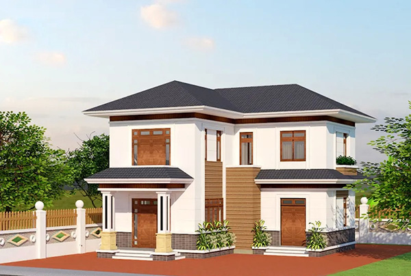 Nhà thiết kế 2 tầng với khuôn viên rộng rãi