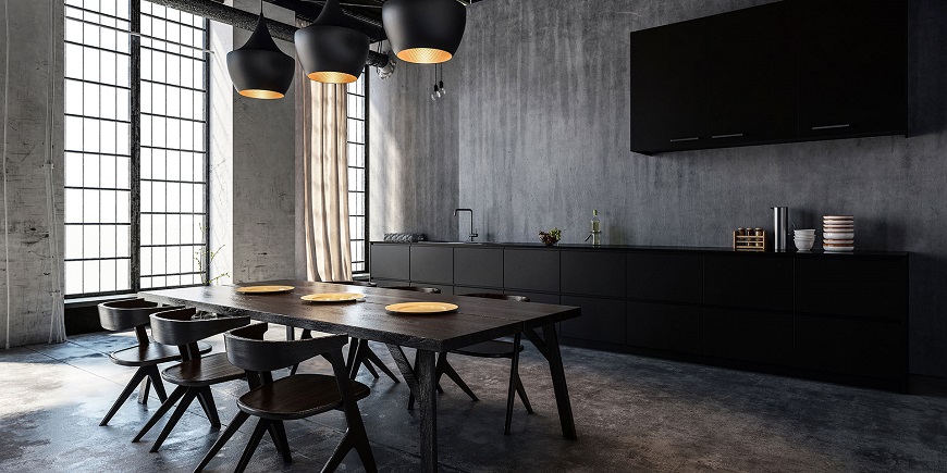 Tông màu tối mang lại cảm giác sang trọng và đẳng cấp cho không gian phòng bếp