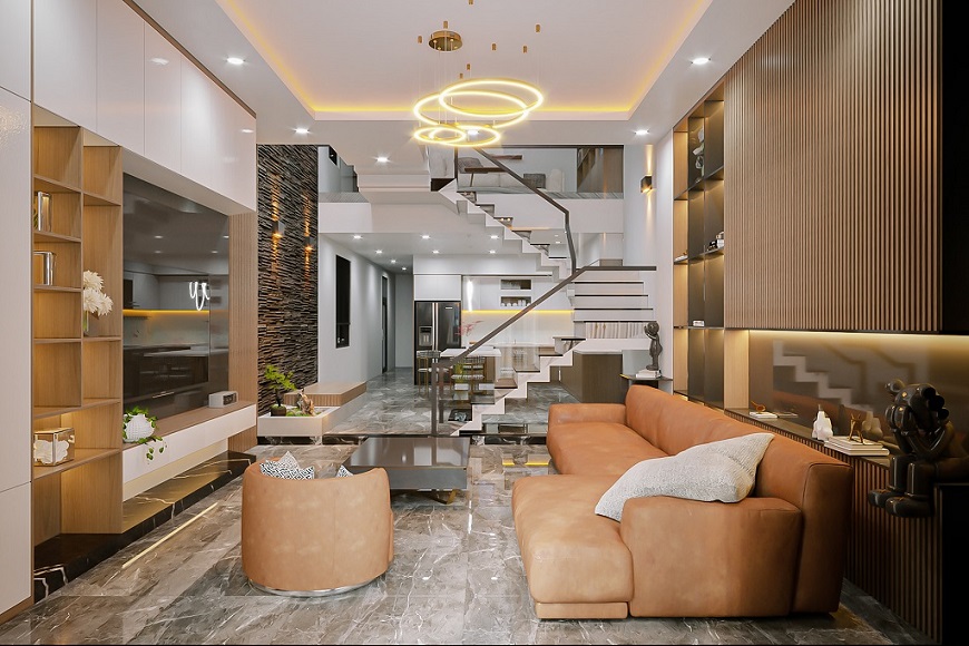 Sử dụng nền gạch đá vừa hiện đại vừa tăng năng lượng tích cực cho ngôi nhà