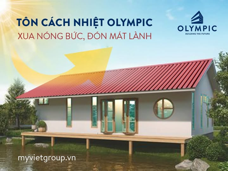 Tôn cách nhiệt Olympic có cấu tạo 3 lớp vật liệu cao cấp, giúp không gian trong nhà luôn thoáng mát, thách thức cái nắng oi bức mùa hè