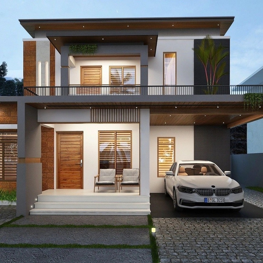 Mẫu nhà 2 tầng mái bằng