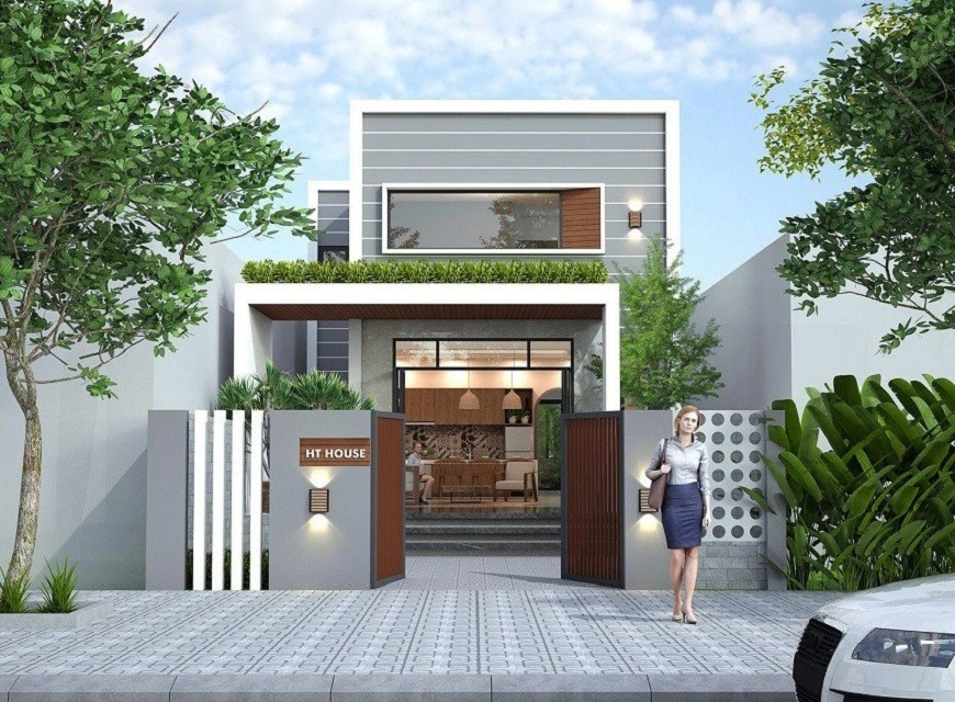 Mẫu nhà mái bằng gác lửng