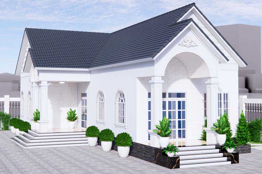 Mẫu nhà mái thái cấp 4 chữ L