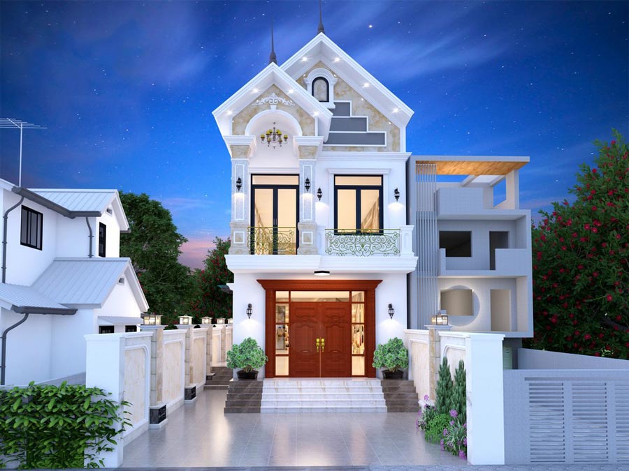 Mẫu nhà mái thái 2 tầng hiện đại