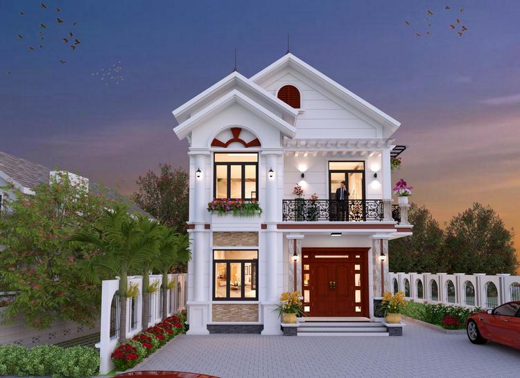 Mẫu nhà mái thái 2 tầng tân cổ điển sang trọng