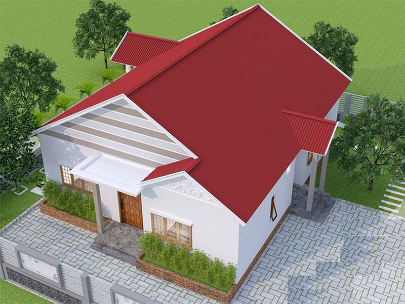 Mẫu nhà ống cấp 4 mái tôn giả ngói giá rẻ. Giá 250 Triệu