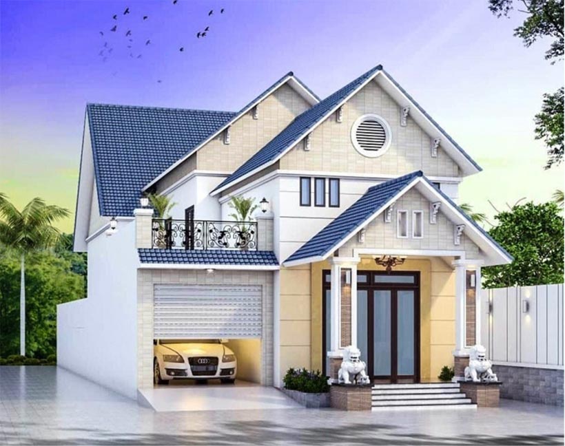 Mẫu nhà ống cấp 4 mái tôn có phòng gác mái. Giá 400 triệu