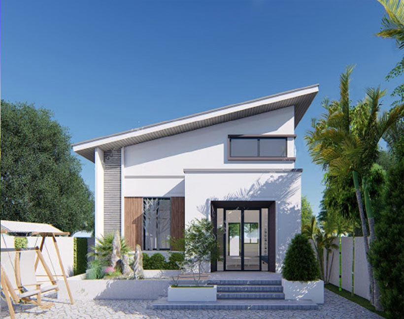 Mẫu nhà ống cấp 4 mái tôn hiện đại. Giá 400 triệu