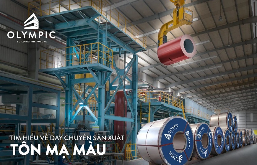 Dây chuyền sản xuất tôn lạnh Olympic áp dụng công nghệ mạ màu tiên tiến của Châu Âu giúp lớp màu trở nên đồng đều