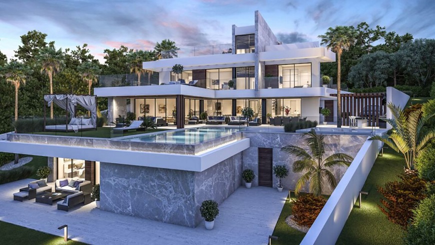 Mẫu biệt thự với bể bơi vô cực thường được thiết kế trên các địa điểm có tầm nhìn đẹp