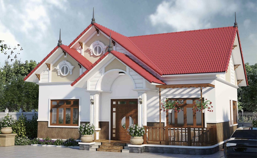 Mẫu nhà mái tôn giả ngói