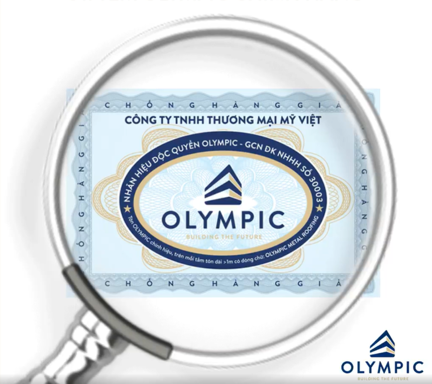 Trên mỗi tấm tôn chính hãng đều dán Tem OLYMPIC