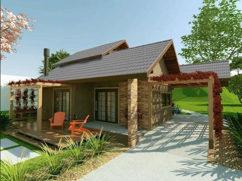 Mẫu nhà lợp mái tôn đẹp như biệt thự nghỉ dưỡng