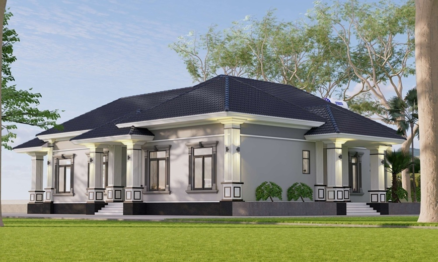 Thiết kế nhà 3 gian trở nên ấm cúng và gần gũi hơn khi kết hợp với vườn cây tự nhiên