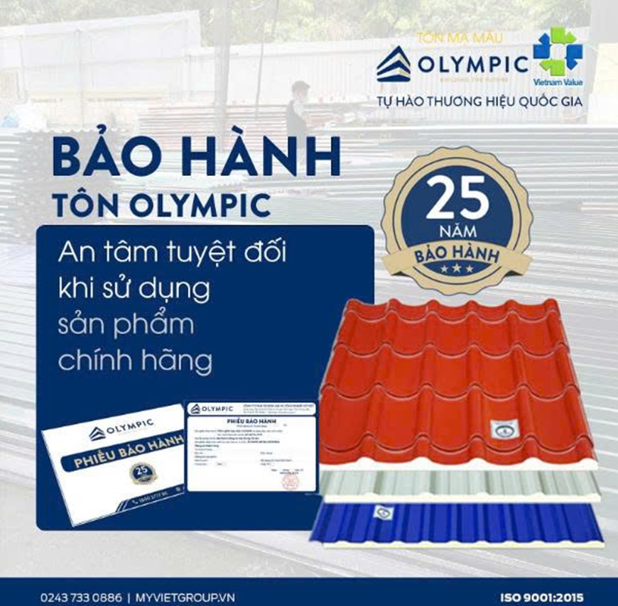 Mái nhà bền đẹp, bảo dưỡng tận tâm với thương hiệu tấm lợp Olympic đạt chuẩn ISO 9001: 2015