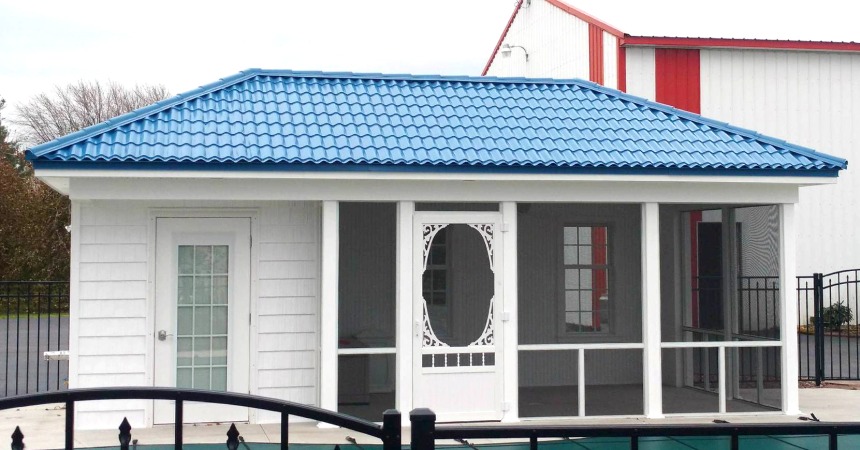 Mẫu nhà giả ngói màu xanh dương