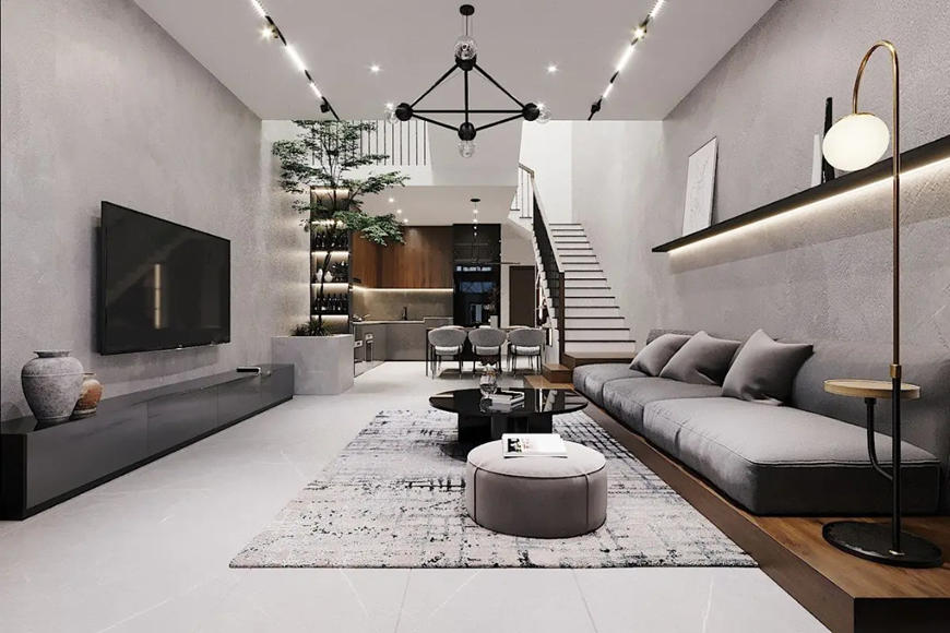 Phòng khách sang trọng xu hướng tối giản năm 2025